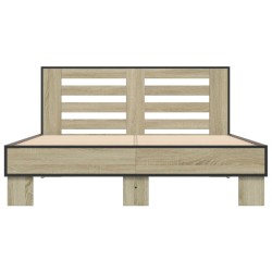 Bettgestell Sonoma-Eiche 135x190 cm Holzwerkstoff und Metall