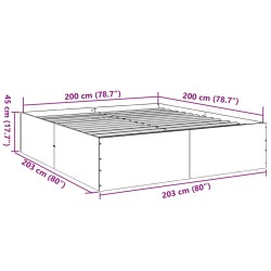 Bettgestell Betongrau 200x200 cm Holzwerkstoff