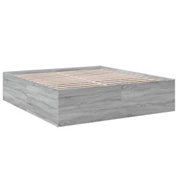 Bettgestell Grau Sonoma 200x200 cm Holzwerkstoff