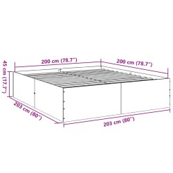 Bettgestell Grau Sonoma 200x200 cm Holzwerkstoff