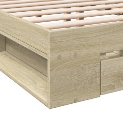 Bettgestell mit Schubladen Sonoma-Eiche 200x200cm Holzwerkstoff