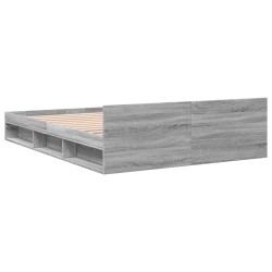 Bettgestell mit Schubladen Grau Sonoma 120x190 cm Holzwerkstoff