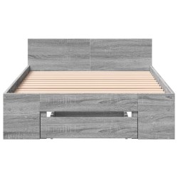 Bettgestell mit Schublade Grau Sonoma 100x200 cm Holzwerkstoff