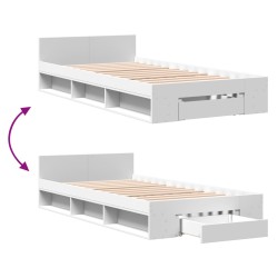 Bettgestell mit Schublade Weiß 90x190 cm Holzwerkstoff