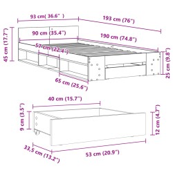 Bettgestell mit Schublade Weiß 90x190 cm Holzwerkstoff