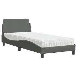 Bett mit Matratze Dunkelgrau 80x200 cm Stoff