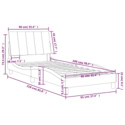 Bett mit Matratze Schwarz 90x200 cm Samt