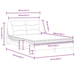 Bett mit Matratze Hellgrau 120x200 cm Stoff