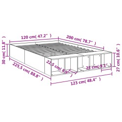 Bettgestell Räuchereiche 120x200 cm Holzwerkstoff