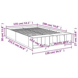 Bettgestell Sonoma-Eiche 135x190 cm Holzwerkstoff