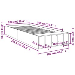 Bettgestell Betongrau 100x200 cm Holzwerkstoff