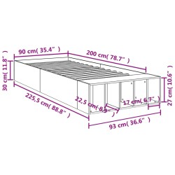 Bettgestell Räuchereiche 90x200 cm Holzwerkstoff