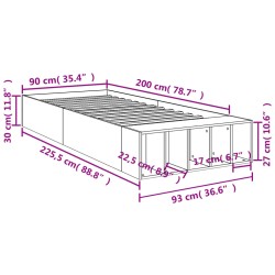 Bettgestell Sonoma-Eiche 90x200 cm Holzwerkstoff