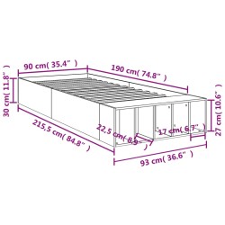 Bettgestell Räuchereiche 90x190 cm Holzwerkstoff