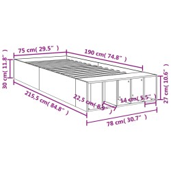 Bettgestell Betongrau 75x190 cm Holzwerkstoff