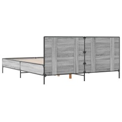 Bettgestell Grau Sonoma 135x190 cm Holzwerkstoff und Metall