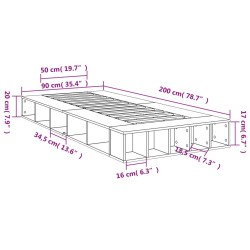 Bettgestell Braun Eichen-Optik 90x200 cm Holzwerkstoff