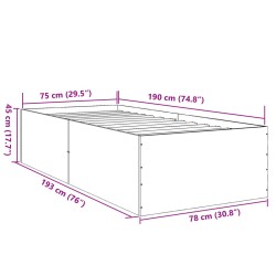 Bettgestell Betongrau 75x190 cm Holzwerkstoff