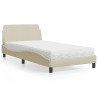 Bett mit Matratze Creme 100x200 cm Stoff