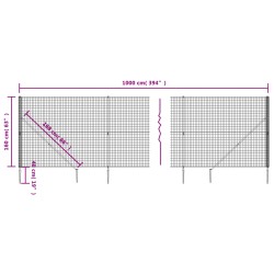 Maschendrahtzaun mit Bodenhülsen Anthrazit 1,6x10 m