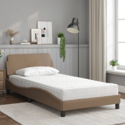 Bett mit Matratze Cappuccino-Braun 100x200 cm Kunstleder