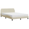 Bett mit Matratze Creme 140x190 cm Stoff