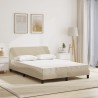 Bett mit Matratze Creme 140x190 cm Stoff