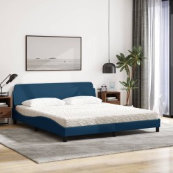 Bett mit Matratze Blau 180x200 cm Stoff