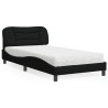 Bett mit Matratze Schwarz 100x200 cm Stoff