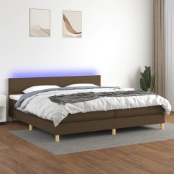 Boxspringbett mit Matratze & LED Dunkelbraun 200x200 cm Stoff