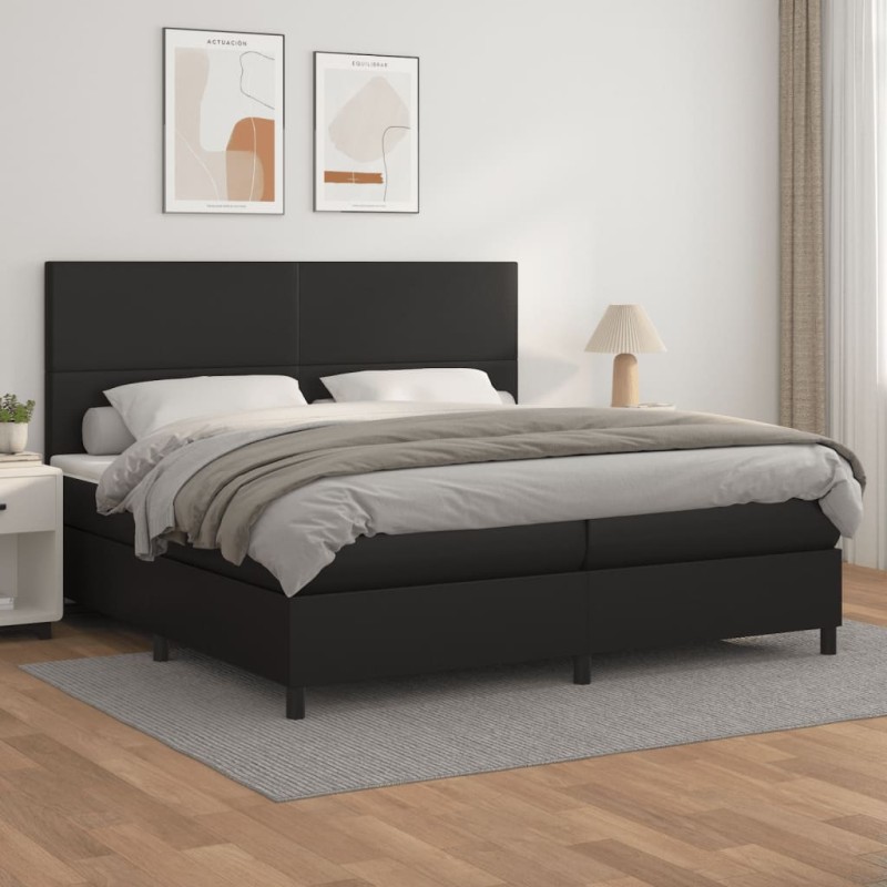 Boxspringbett mit Matratze Schwarz 200x200 cm Kunstleder