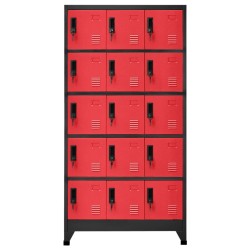 Schließfachschrank Anthrazit und Rot 90x40x180 cm Stahl