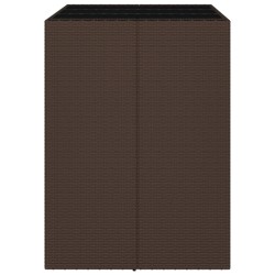 Bartisch mit Glasplatte Braun 105x80x110 cm Poly Rattan