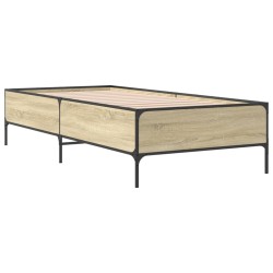 Bettgestell Sonoma-Eiche 100x200 cm Holzwerkstoff und Metall