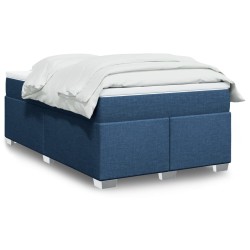 Boxspringbett mit Matratze Blau 120x190 cm Stoff