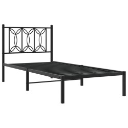 Bettgestell mit Kopfteil Metall Schwarz 90x190 cm