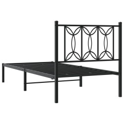 Bettgestell mit Kopfteil Metall Schwarz 90x190 cm