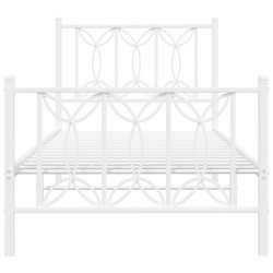 Bettgestell mit Kopf- und Fußteil Metall Weiß 90x200 cm