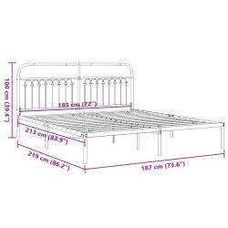 Bettgestell mit Kopfteil Metall Schwarz 183x213 cm