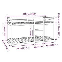 Etagenbett ohne Matratze 90x200 cm Massivholz Kiefer