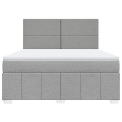 Boxspringbett mit Matratze Hellgrau 180x200 cm Stoff