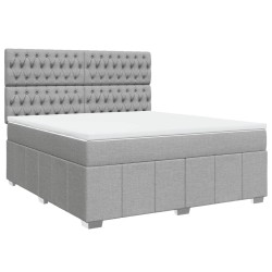 Boxspringbett mit Matratze Hellgrau 180x200 cm Stoff