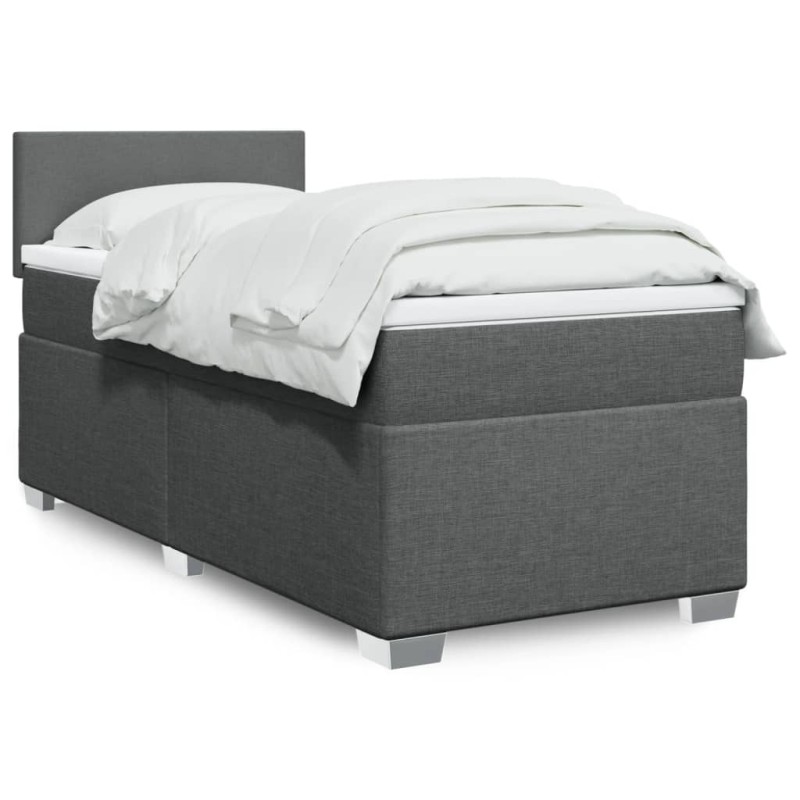 Boxspringbett mit Matratze Dunkelgrau 90x190 cm Stoff