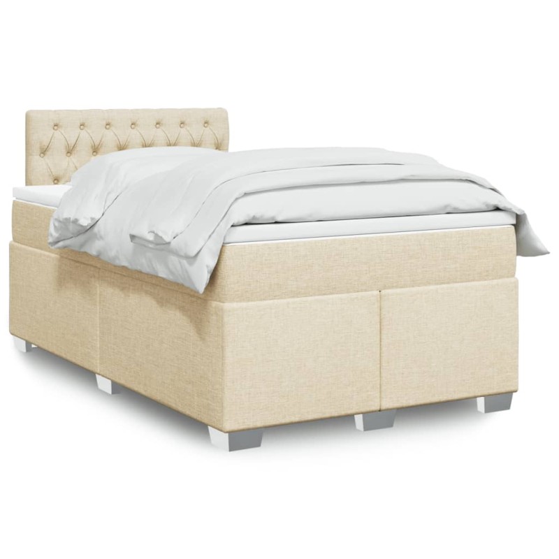 Boxspringbett mit Matratze Creme 120x200 cm Stoff