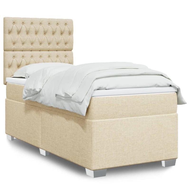 Boxspringbett mit Matratze Creme 90x200 cm Stoff