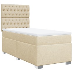 Boxspringbett mit Matratze Creme 90x200 cm Stoff