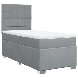 Boxspringbett mit Matratze Hellgrau 90x190 cm Stoff