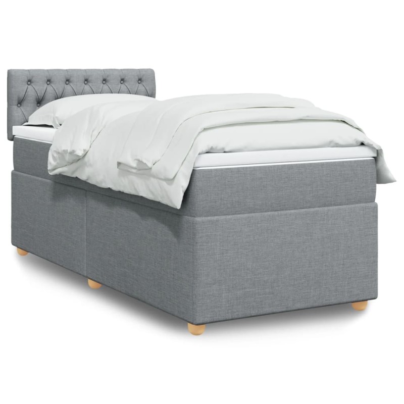 Boxspringbett mit Matratze Hellgrau 90x190 cm Stoff