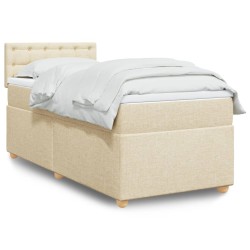 Boxspringbett mit Matratze Creme 90x190 cm Stoff