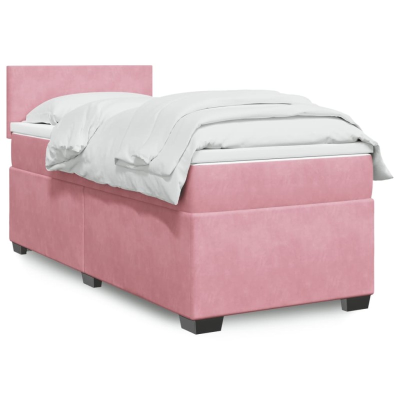 Boxspringbett mit Matratze Rosa 100x200 cm Samt